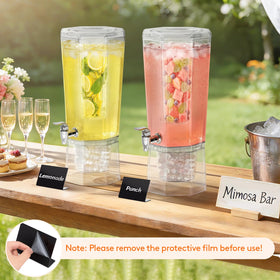 Lifewit drink dispenser with acrylic table sign for labeling.