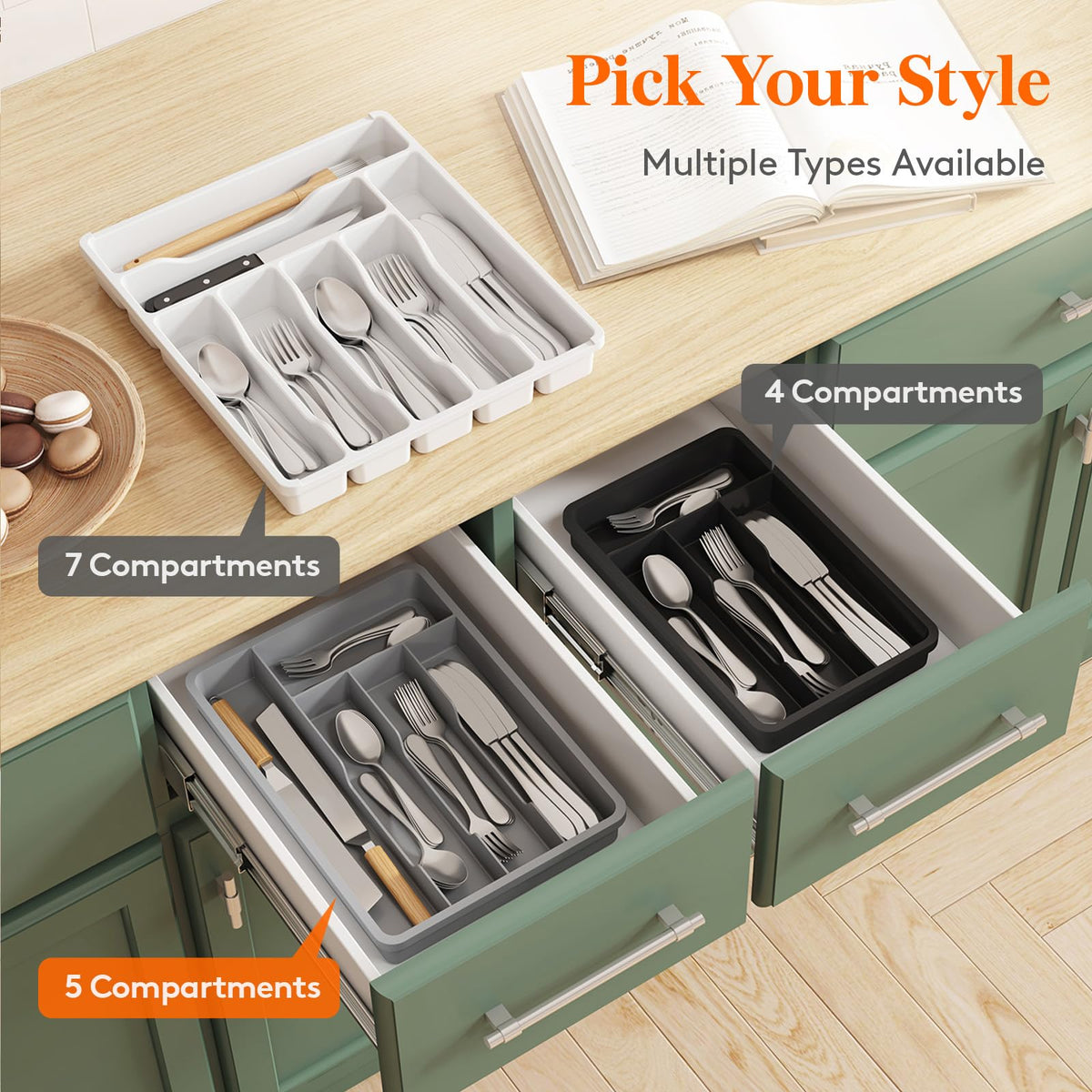 Lifewit compact organizer fits most standard drawers.