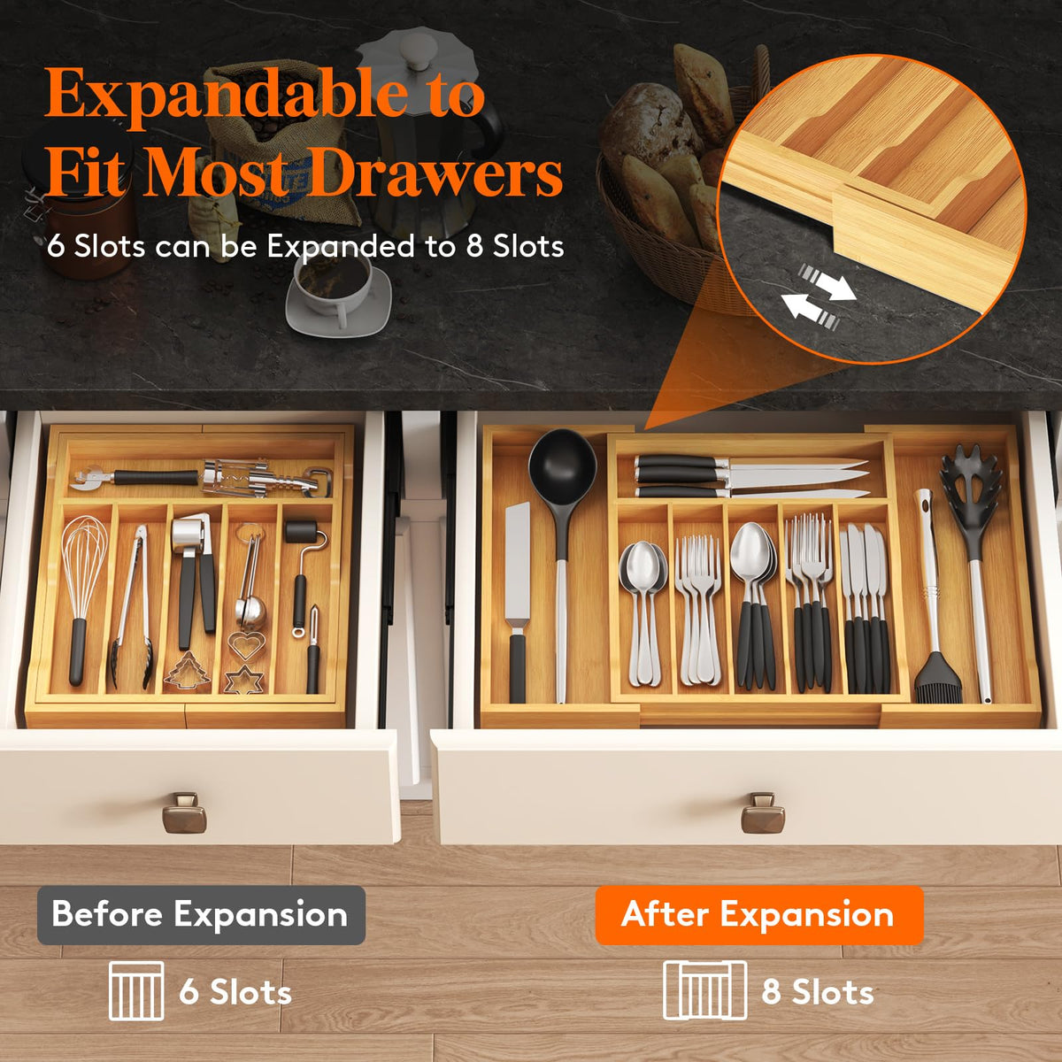 Lifewit grooves provide quick access to frequently used utensils