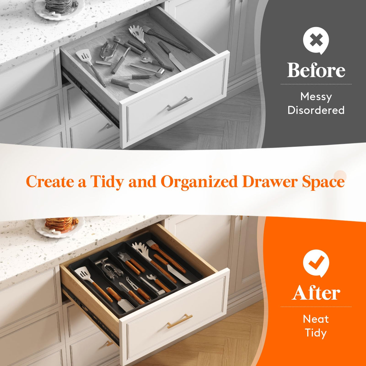 Lifewit compact expandable tray adapts to various drawer sizes