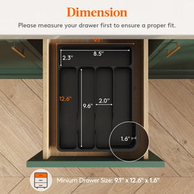 Five-compartment Lifewit tray creates organized spaces for spoons, forks, and knives