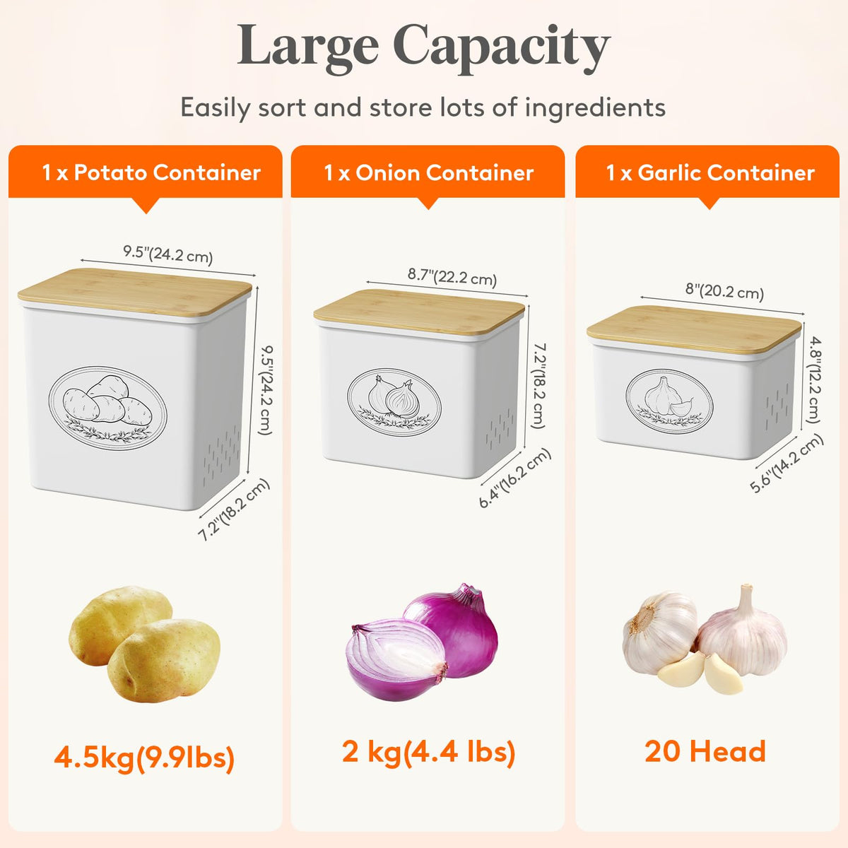 Lifewit garlic bin with bamboo lid keeps garlic fresh and dust-free.