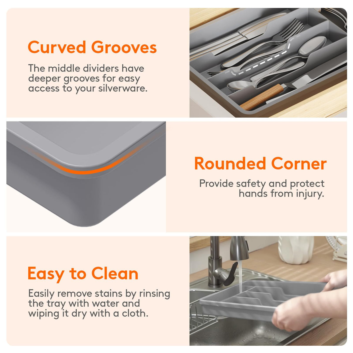 Lifewit easy-access groove design improves utensil retrieval.