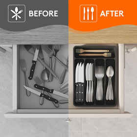 Groove design enables easy access to each utensil