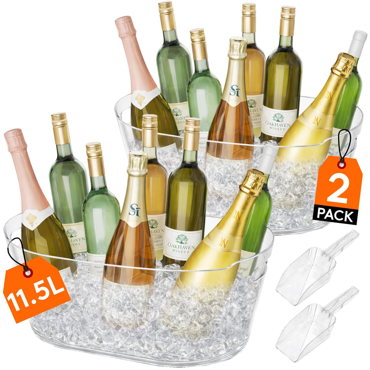 Lifewit 11.5L ice bucket two-piece set keeps drinks cold at parties.