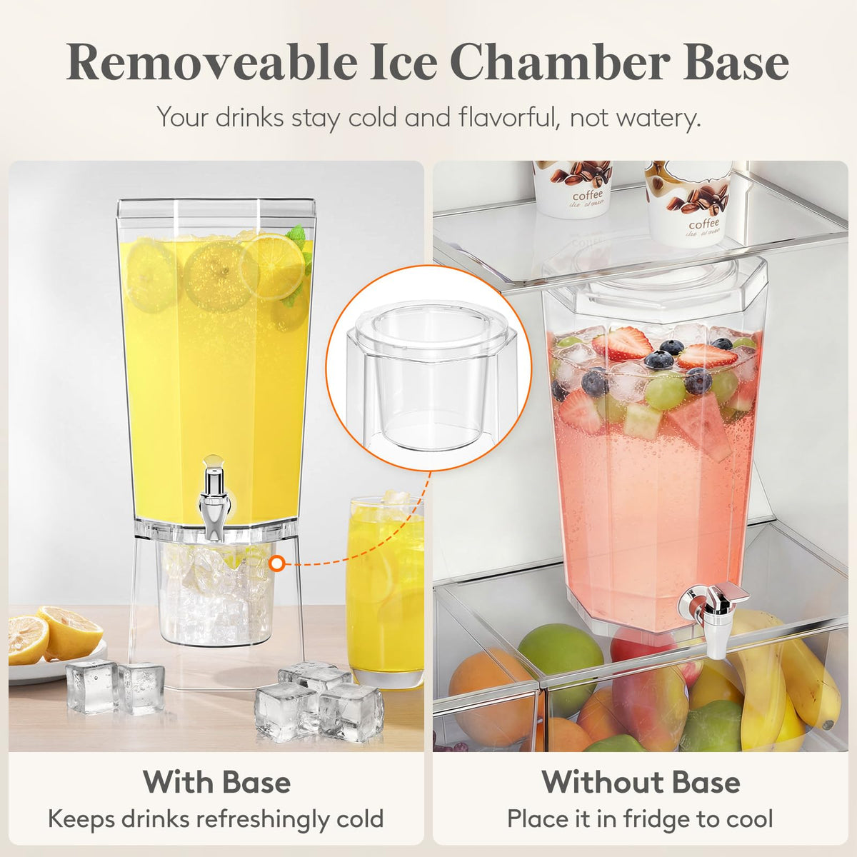 Lifewit removable ice chamber keeps drinks cold longer