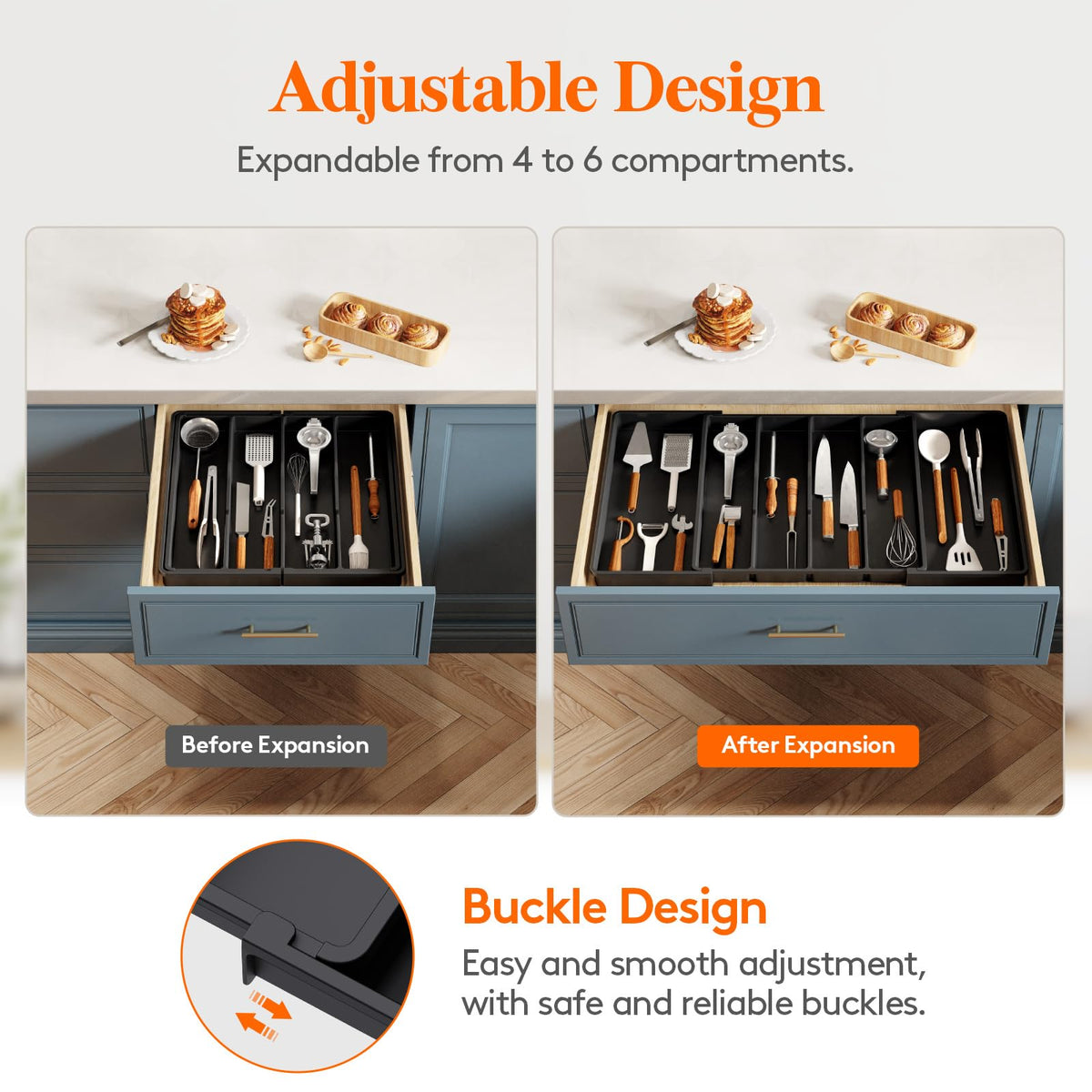 Lifewit kitchen drawer organizer helps declutter counters and drawers efficiently
