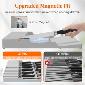 Lifewit knife-slot design accommodates a sharpening steel for maintenance.