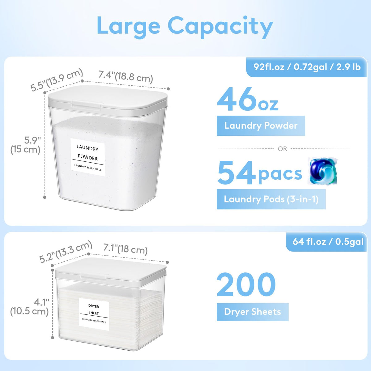 Lifewit labels and measuring scoops help organize laundry essentials efficiently.