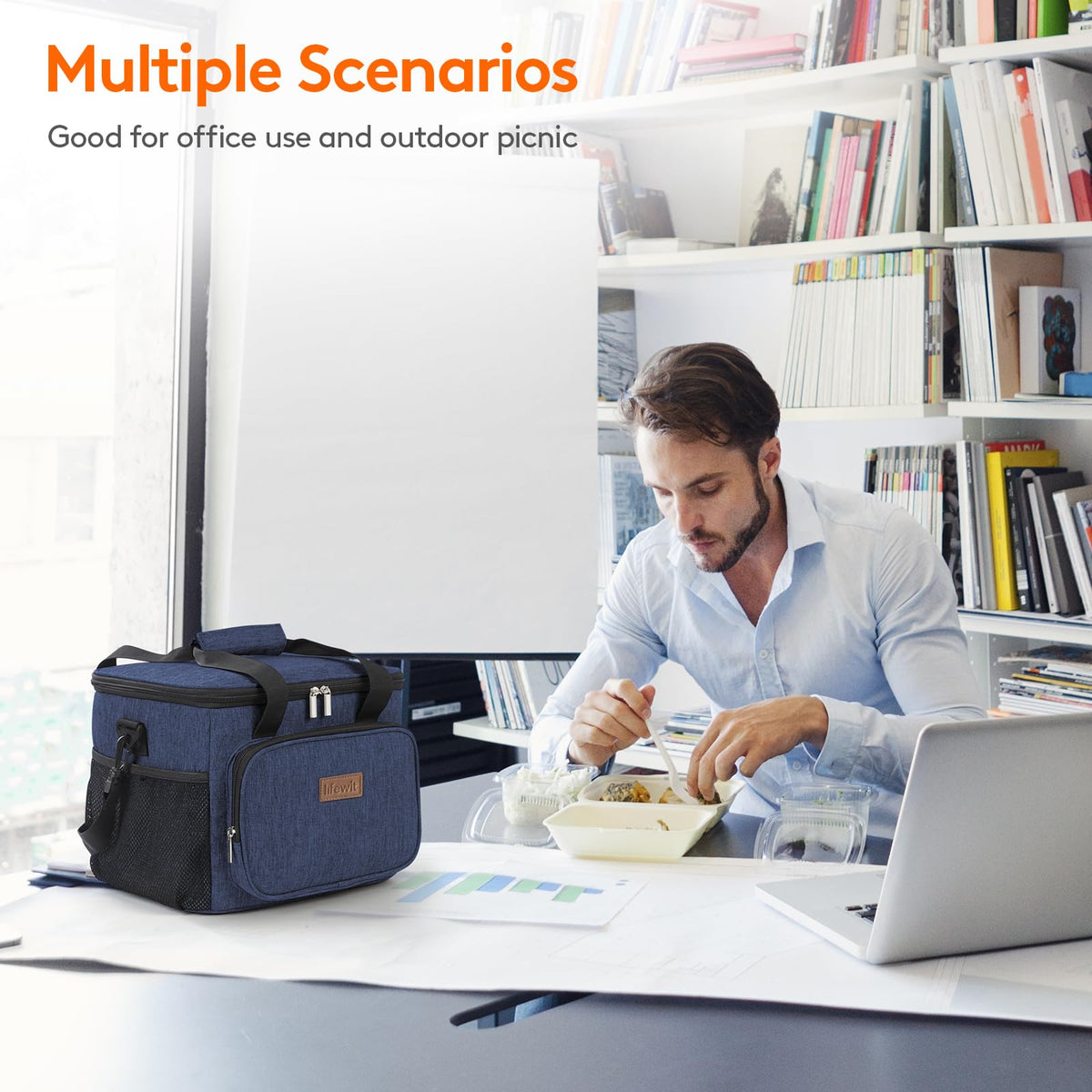 Lifewit Large Lunch Bag shoulder strap allows comfortable transport.