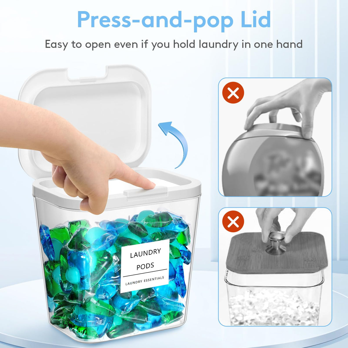 Lifewit large pod container stores up to 54 triple-chamber pods for easy refills.