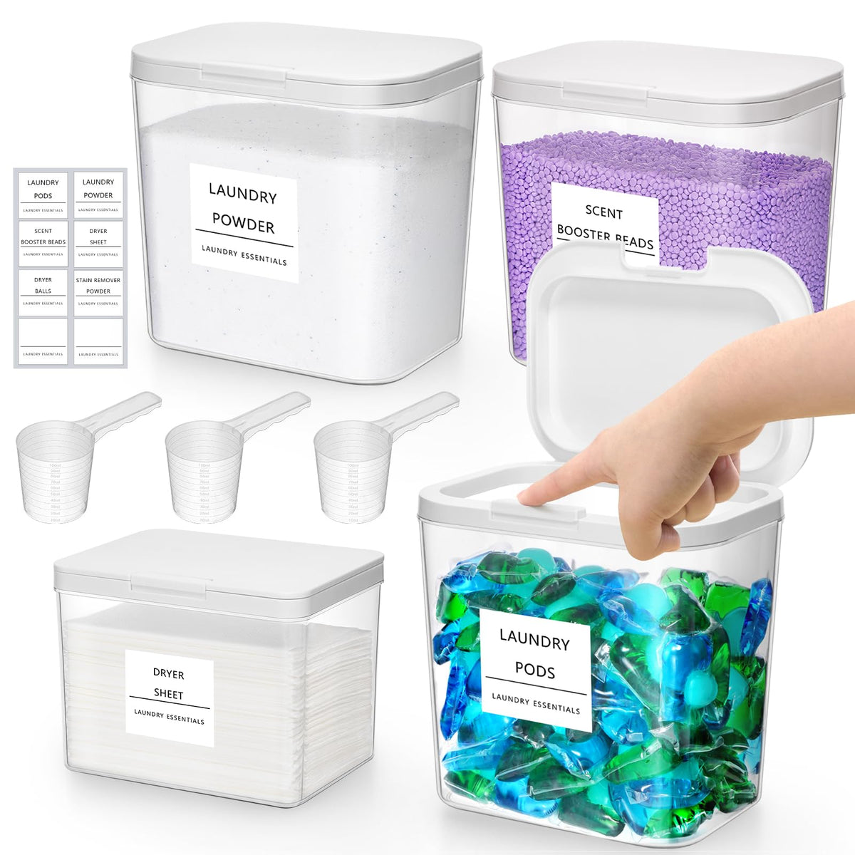 Lifewit laundry pods container with pop-up lid for convenient, tidy storage.