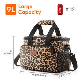 Lifewit Leopard lunch bag 9L capacity fits lunches and drinks.
