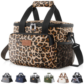 Lifewit Leopard lunch bag front view for daily office meals.
