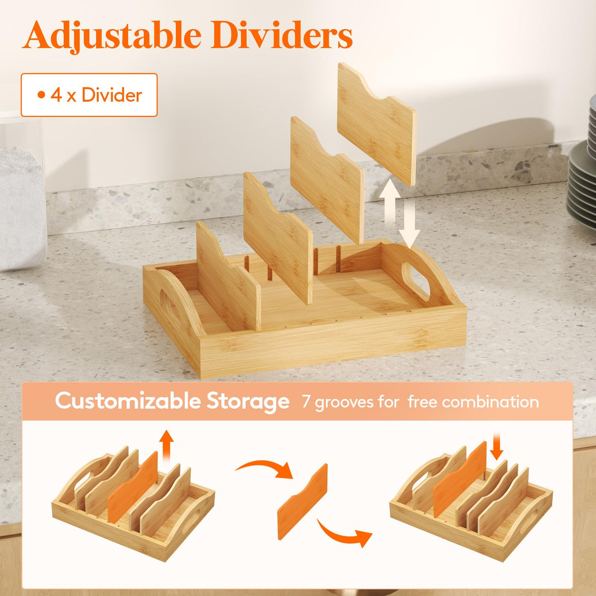 Lifewit lid organizer large size stores lids and tall containers neatly.