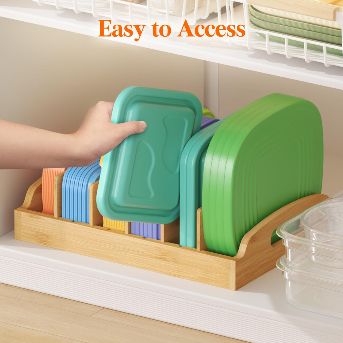 Lifewit lid organizer keeps lids visible for fast access