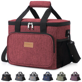 Lifewit lunch bag with burgundy open lid for easy packing.