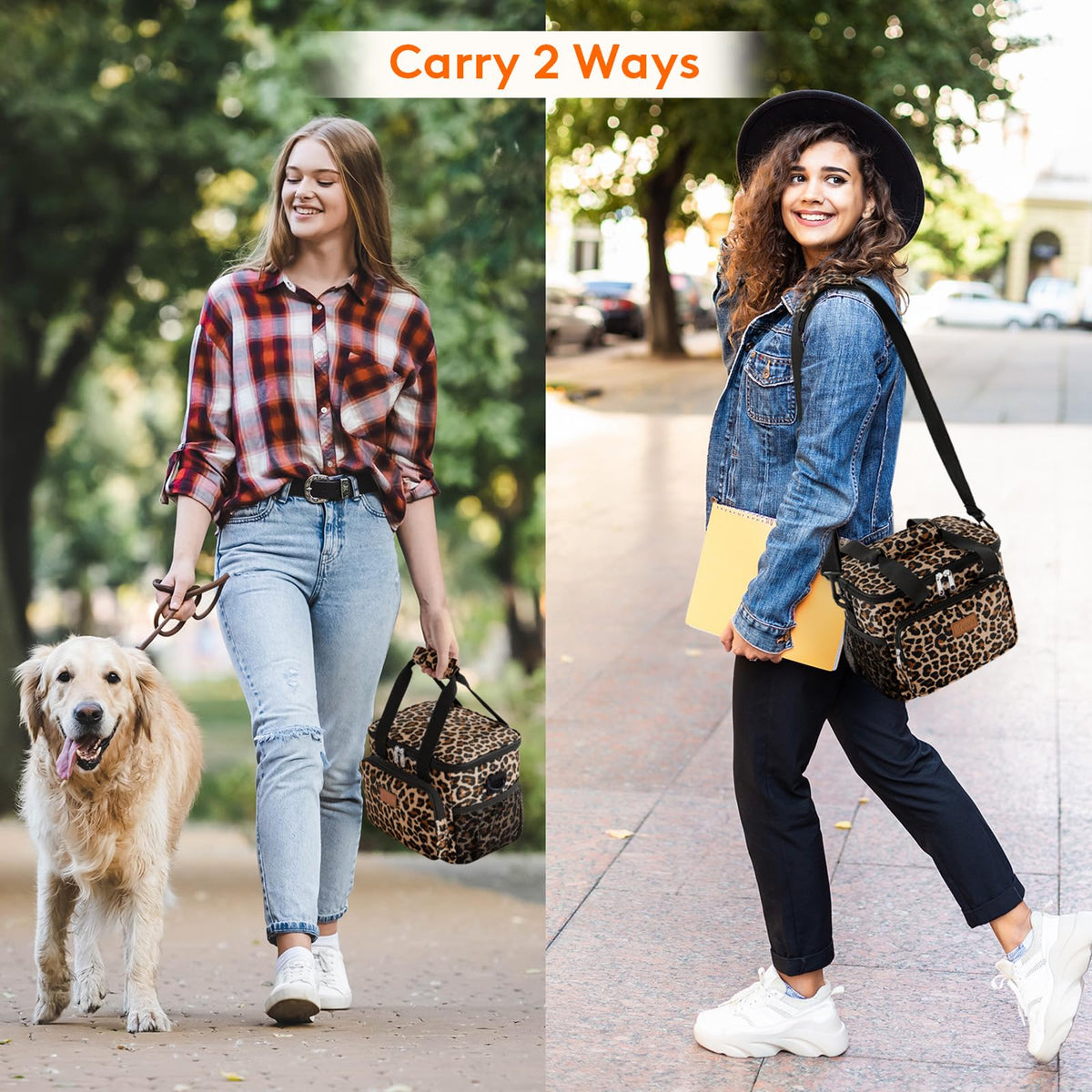 Lifewit Medium Lunch Bag comfortable carry options with handles and shoulder strap.