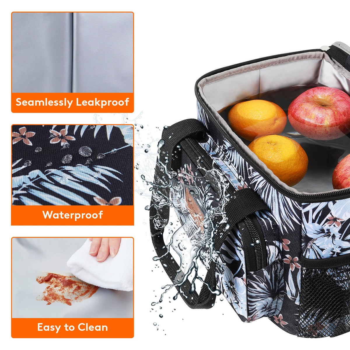 Lifewit Medium Lunch Bag durable zippers reduce breakage and simplify use.