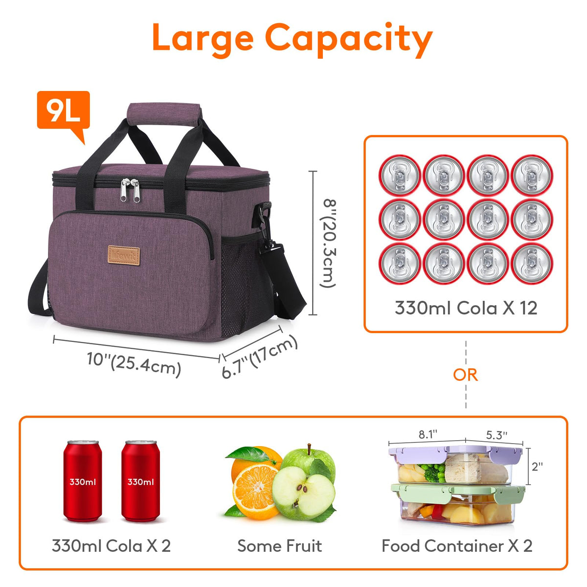 Lifewit lunch bag with 6mm foam cushions containers during transit