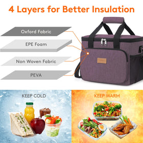 Lifewit lunch bag PEVA lining keeps food clean for direct packing