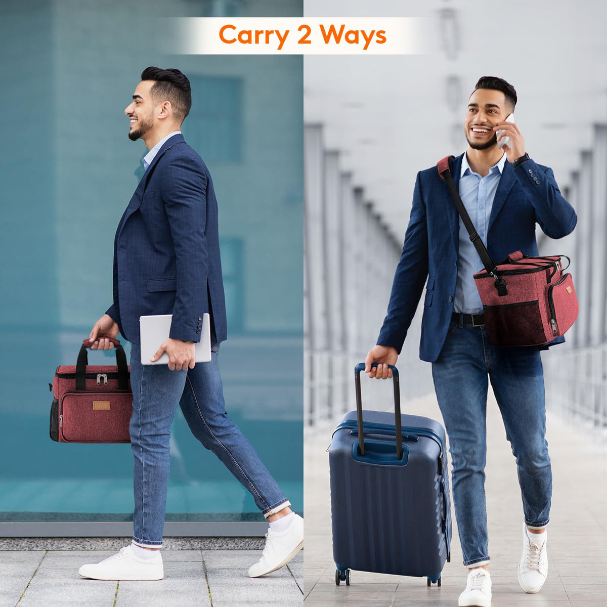 Lifewit shoulder strap and handles allow comfortable carry on commutes.