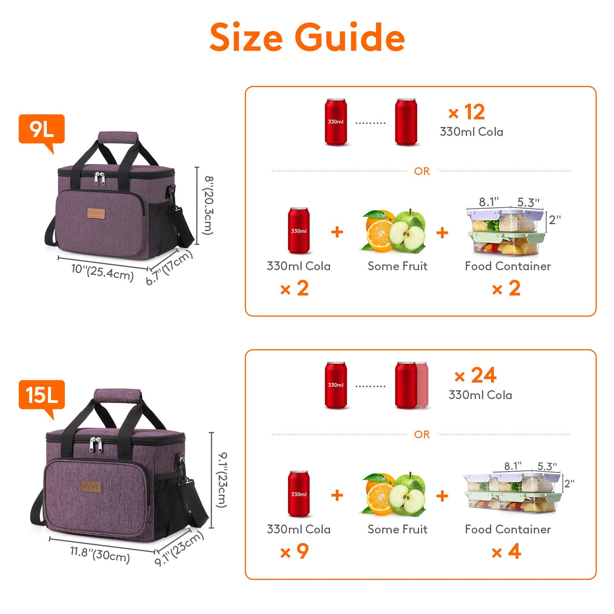 Lifewit bag with strong two-way zippers for easy access
