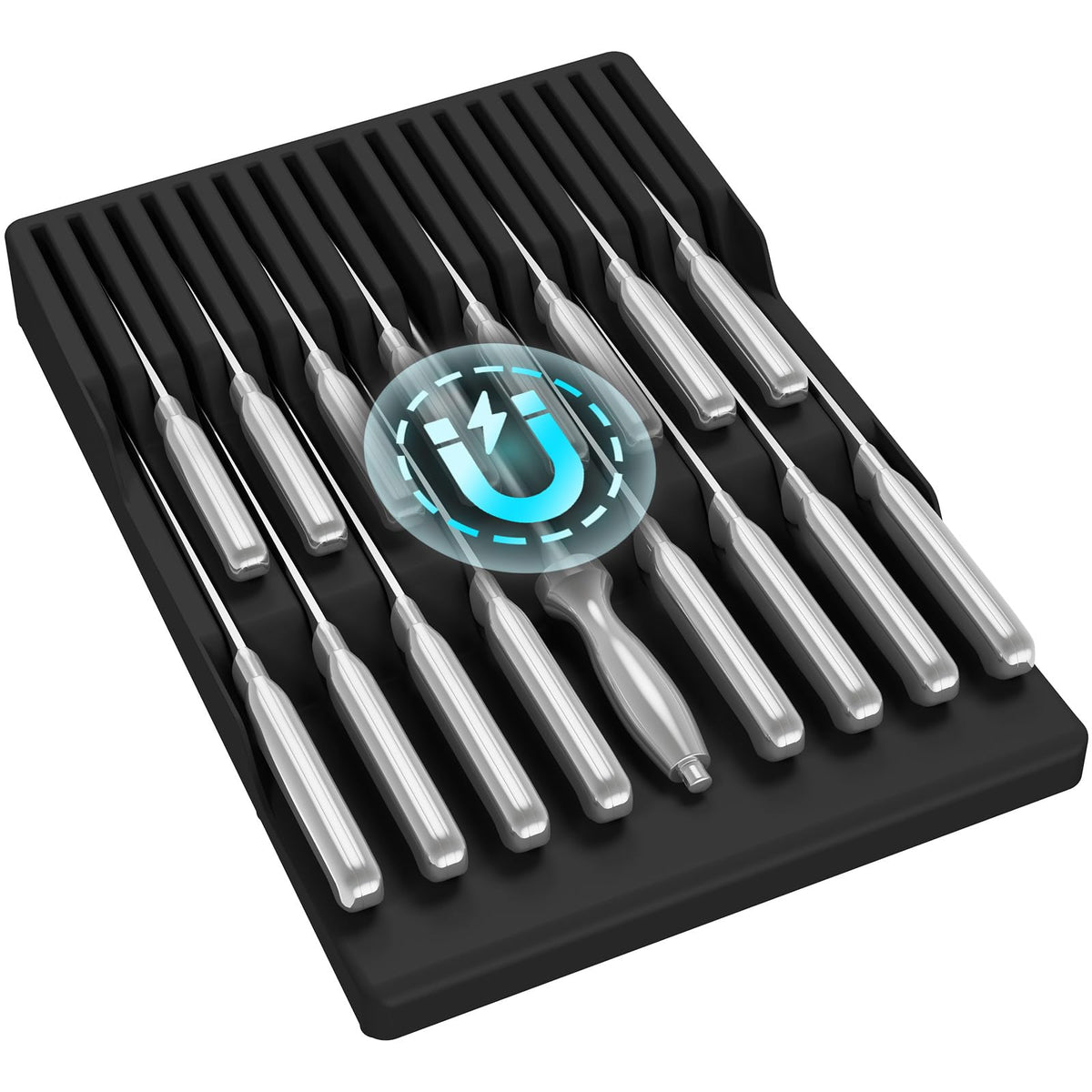 Lifewit magnetic drawer knife organizer insert keeping knives secure in one sleek slot