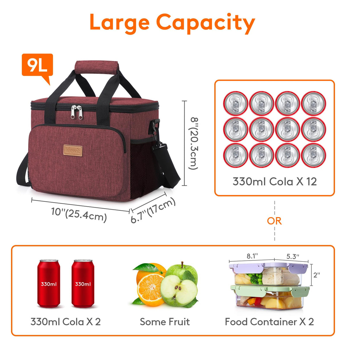 Lifewit 12-can capacity, roomy for meals and drinks