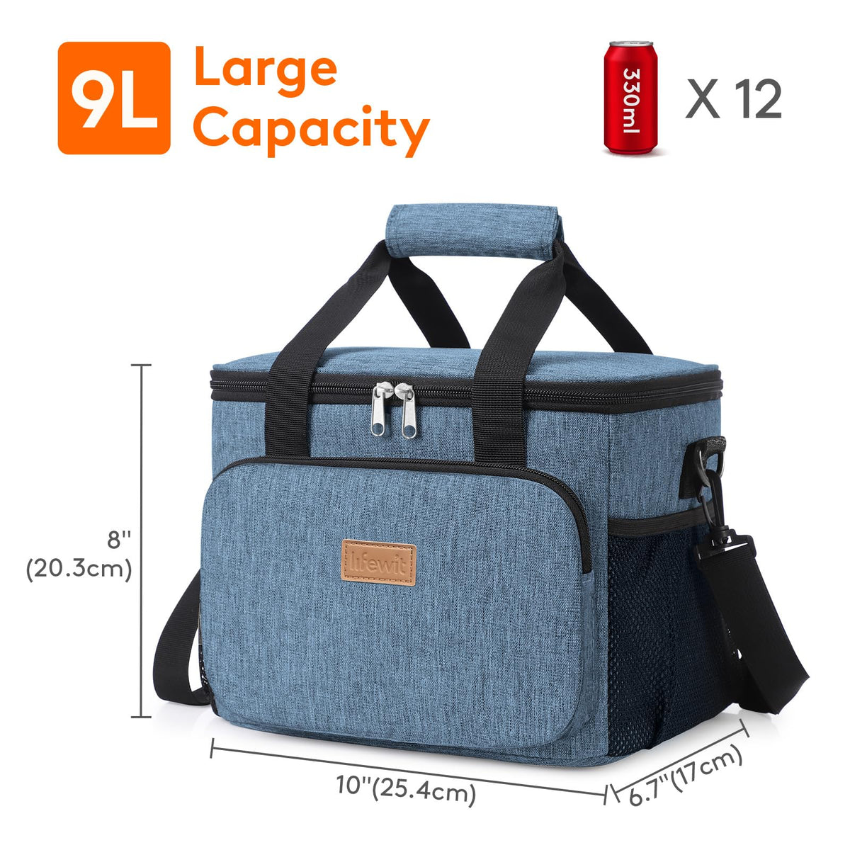 Lifewit lunch bag holds 12 cans and full meals for outings.