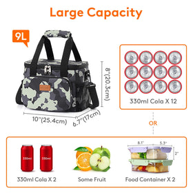 Lifewit camouflage lunch bag wide-opening lid for easy packing and access