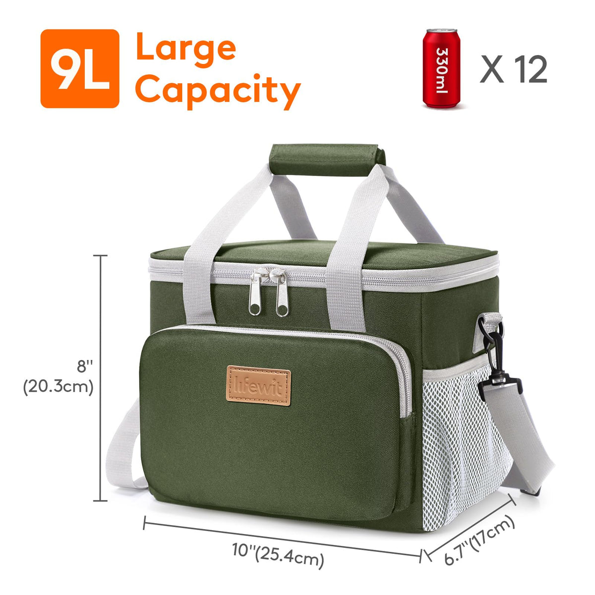 Lifewit 9L capacity fits lunches, drinks, and snacks for daily use