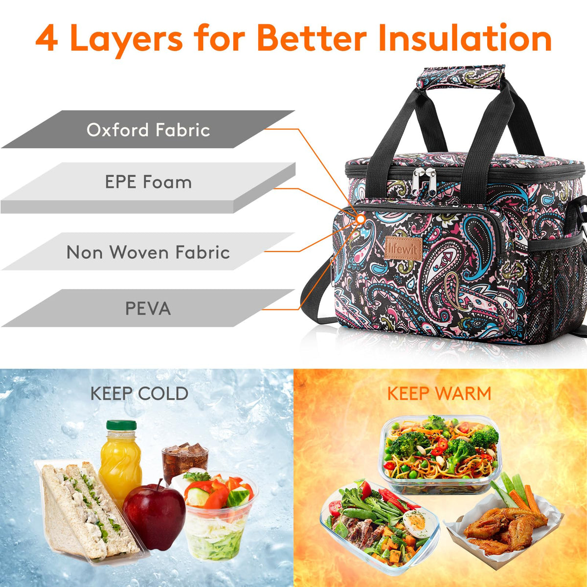 Lifewit lunch bag with large capacity fits 12 cans for picnics.