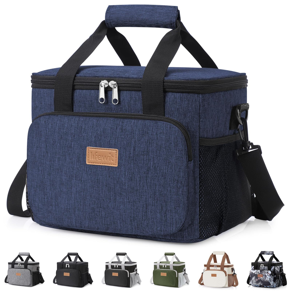 Lifewit medium lunch bag open lid showing insulated interior for easy packing