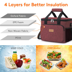 Lifewit lunch bag open-lid view, easy access for quick packing