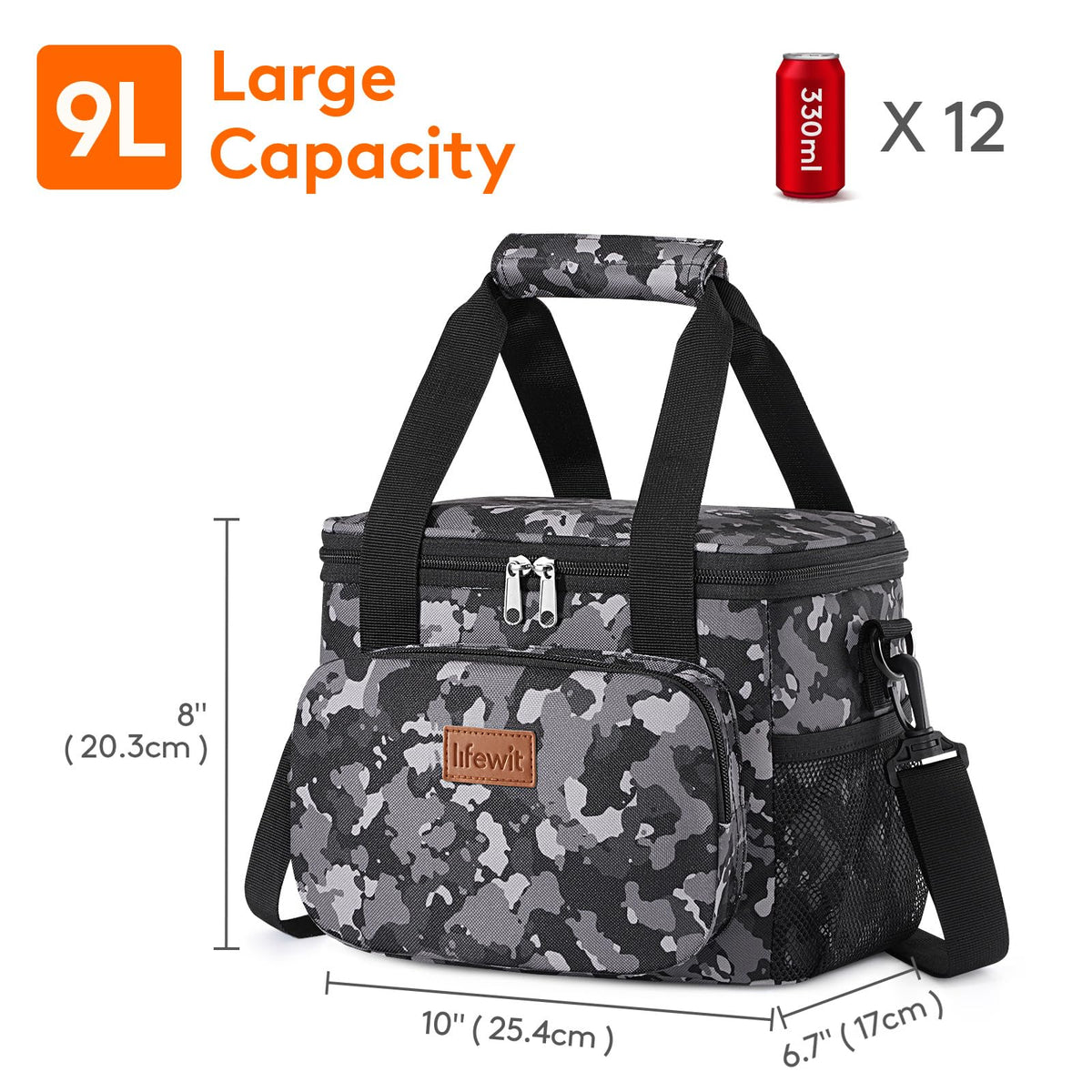 Lifewit insulated lunch bag with shoulder strap for hands-free transport
