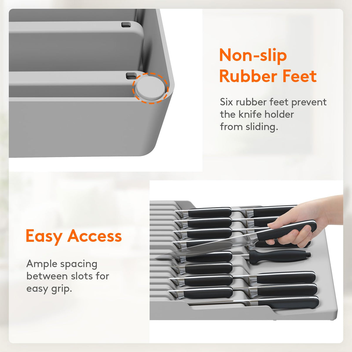 Lifewit non-slip bottom feet stabilizing the organizer during use