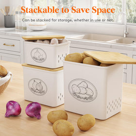 Lifewit bamboo lid on a bin provides dust protection and natural look.