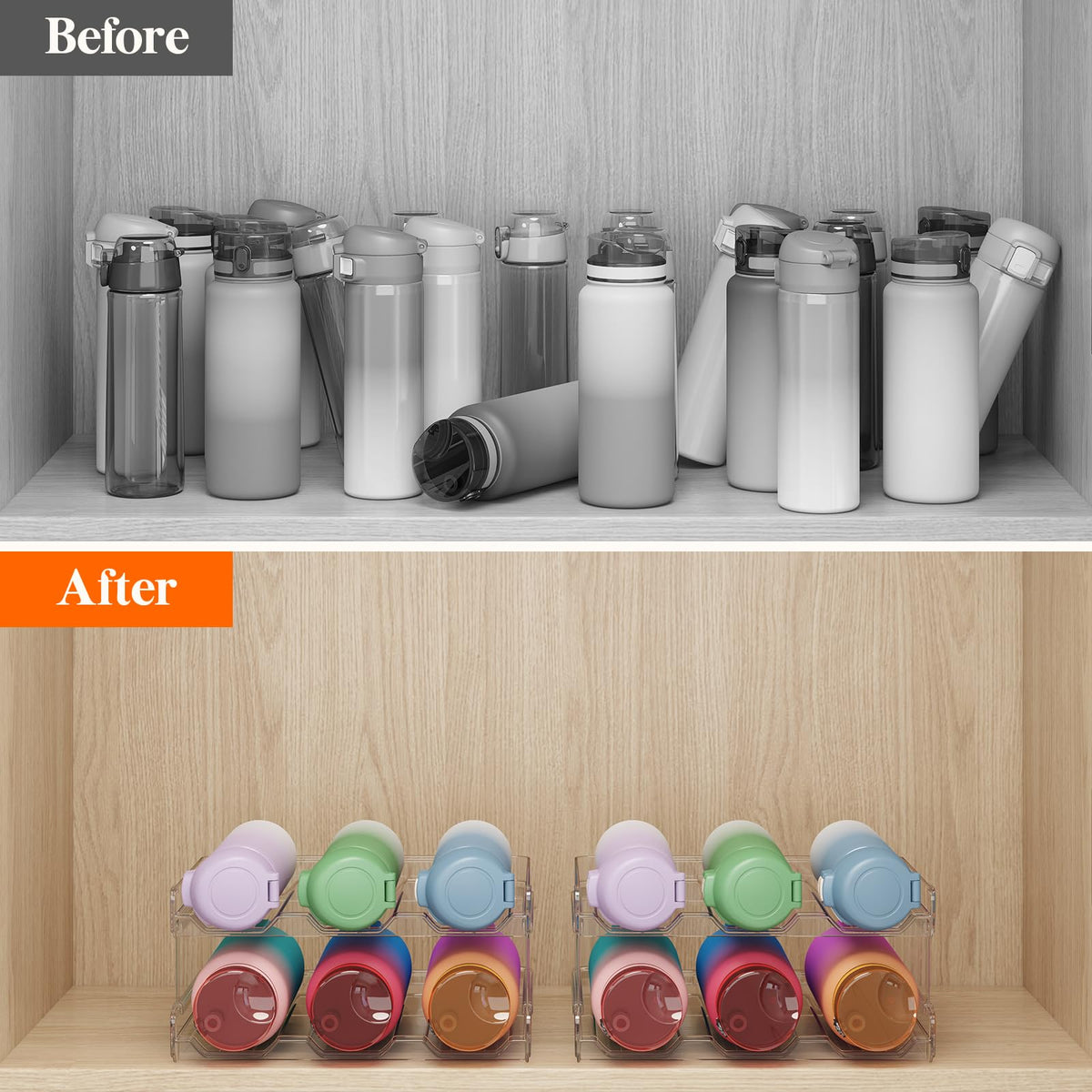 Lifewit patented interior design adds stability and prevents bottle collisions