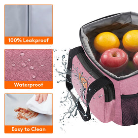 Lifewit pink lunch bag wide lid opening for easy packing