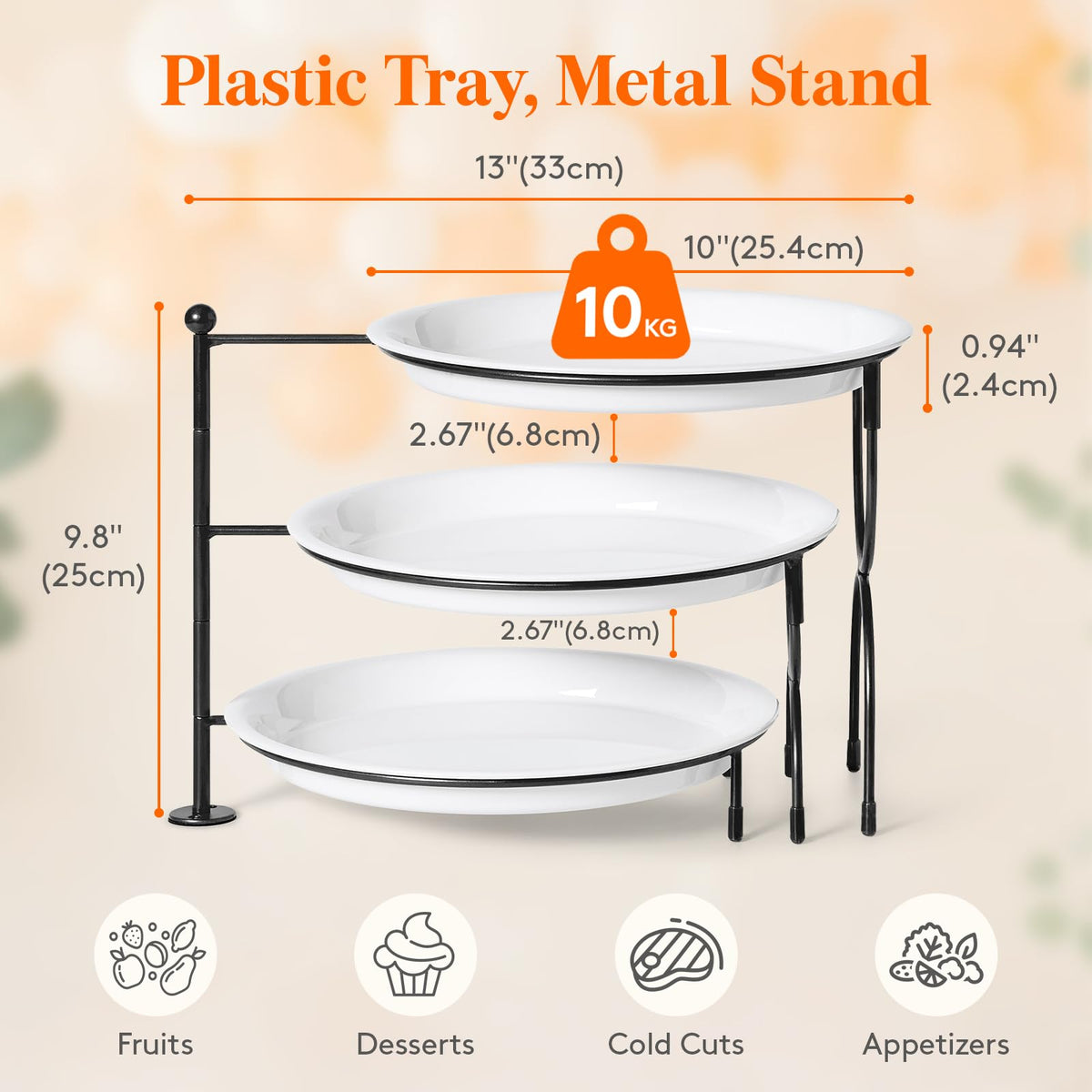 Lifewit plastic tray BPA-free and shatterproof for safe everyday entertaining.