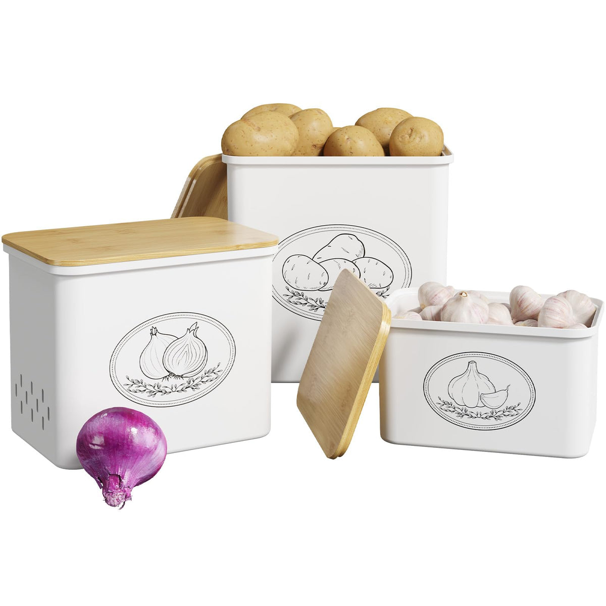 Lifewit potato storage bin with vented sides for fresh, dry potatoes.