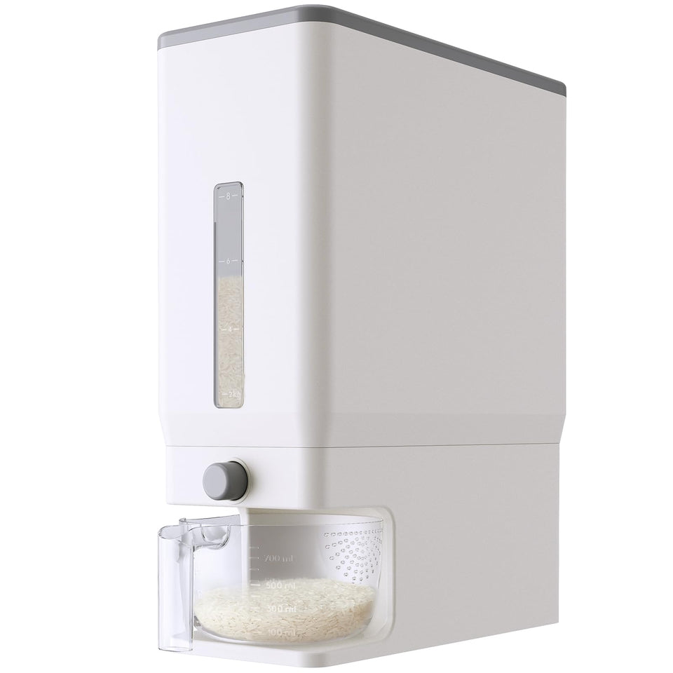 Lifewit rice dispenser front view with 25lb capacity for bulk storage.