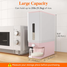 Dispense rice with button on Lifewit dispenser for clean portions