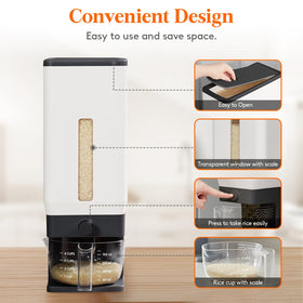 Lifewit Rice Dispenser dispensing button makes portioning quick and easy