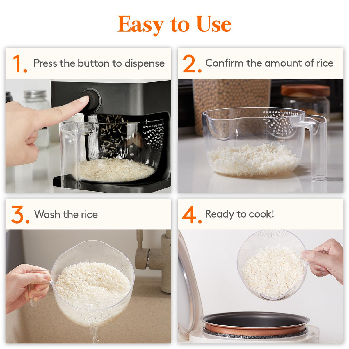 Lifewit Rice Dispenser compact design fits tight kitchen spaces