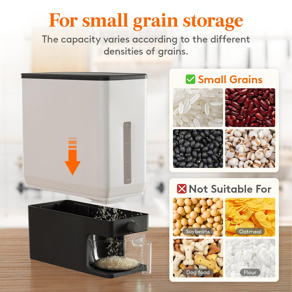 Lifewit Rice Dispenser transparent scales help track remaining rice