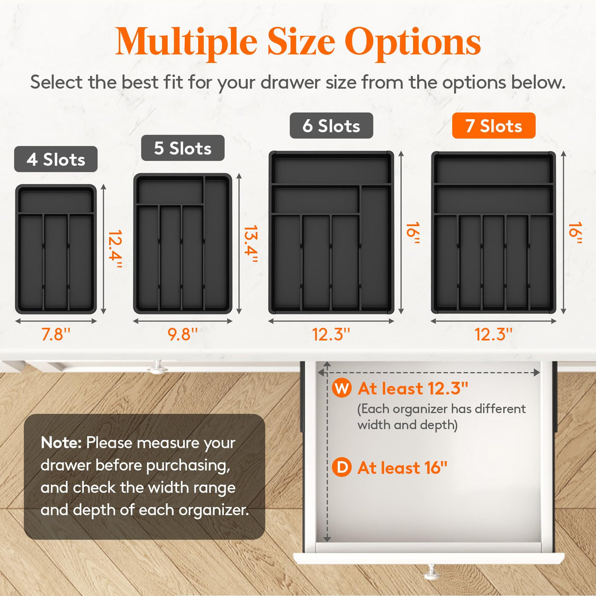 Seven-compartment Lifewit layout organizes forks, spoons, and knives clearly