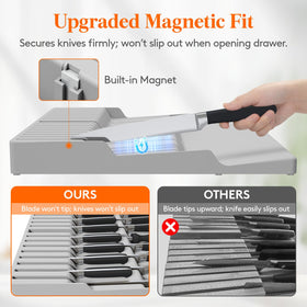 Lifewit sharpening steel slot within the organizer for easy access