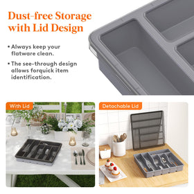 Lifewit six-compartment tray for knives, forks, spoons, and small tools.